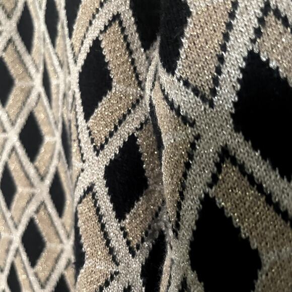 J McLaughlin Small Cotton Blend Black Gold Diamond Cardigan - Picture 4 of 5